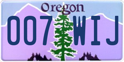 OR license plate 007WIJ