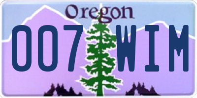 OR license plate 007WIM