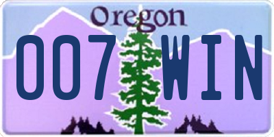 OR license plate 007WIN