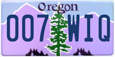 OR license plate 007WIQ