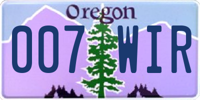 OR license plate 007WIR