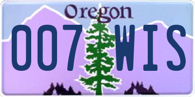 OR license plate 007WIS