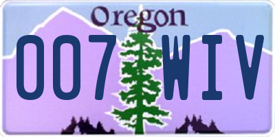 OR license plate 007WIV