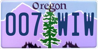 OR license plate 007WIW