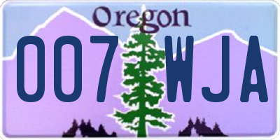 OR license plate 007WJA