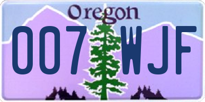 OR license plate 007WJF