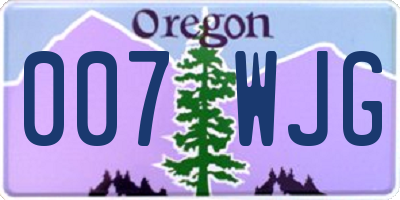 OR license plate 007WJG