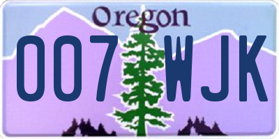 OR license plate 007WJK