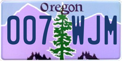 OR license plate 007WJM