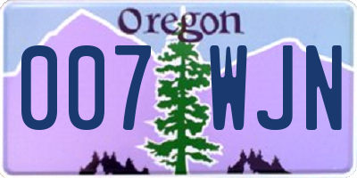OR license plate 007WJN