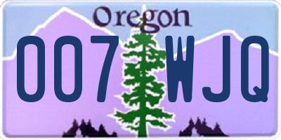 OR license plate 007WJQ