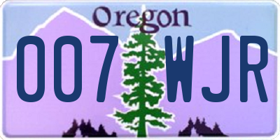 OR license plate 007WJR