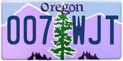 OR license plate 007WJT