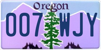 OR license plate 007WJY