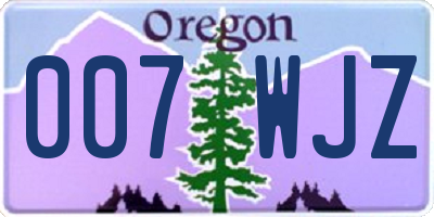 OR license plate 007WJZ