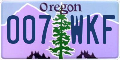 OR license plate 007WKF