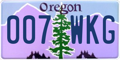 OR license plate 007WKG