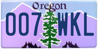 OR license plate 007WKL