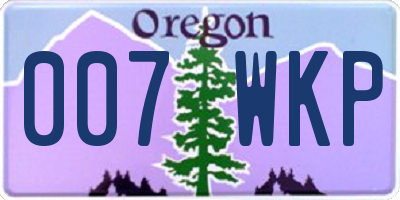 OR license plate 007WKP