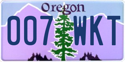 OR license plate 007WKT