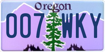OR license plate 007WKY