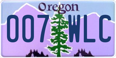 OR license plate 007WLC