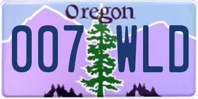 OR license plate 007WLD