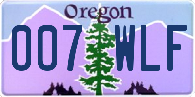OR license plate 007WLF