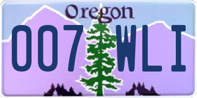 OR license plate 007WLI