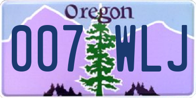 OR license plate 007WLJ