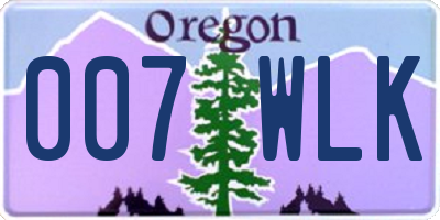 OR license plate 007WLK