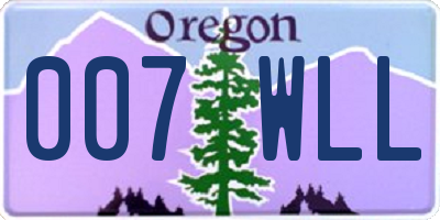 OR license plate 007WLL