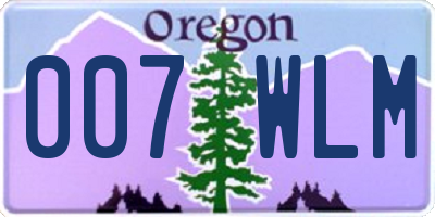 OR license plate 007WLM
