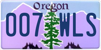 OR license plate 007WLS