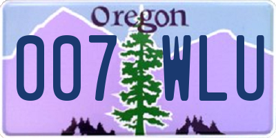 OR license plate 007WLU