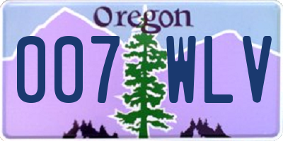 OR license plate 007WLV