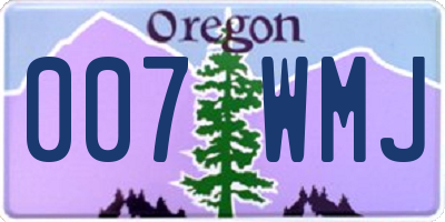 OR license plate 007WMJ