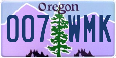 OR license plate 007WMK