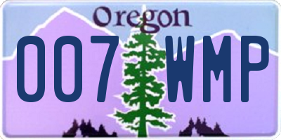 OR license plate 007WMP