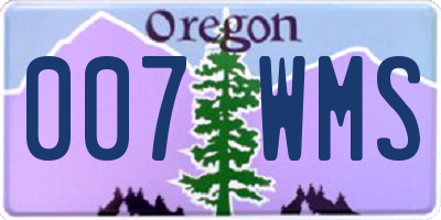 OR license plate 007WMS