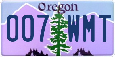 OR license plate 007WMT