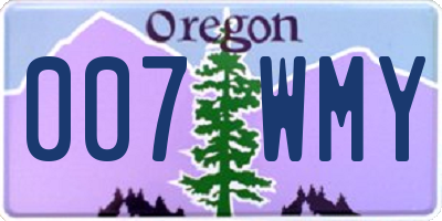 OR license plate 007WMY