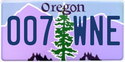 OR license plate 007WNE