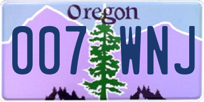 OR license plate 007WNJ