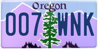 OR license plate 007WNK