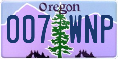 OR license plate 007WNP