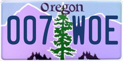 OR license plate 007WOE