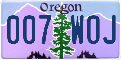 OR license plate 007WOJ
