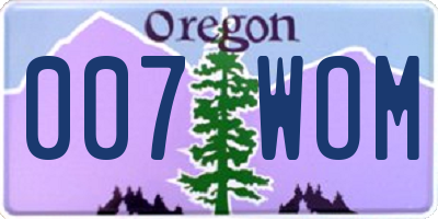 OR license plate 007WOM