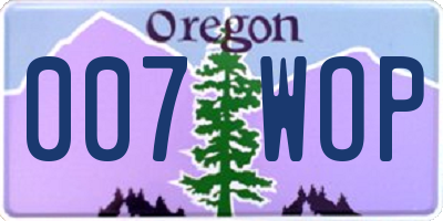 OR license plate 007WOP